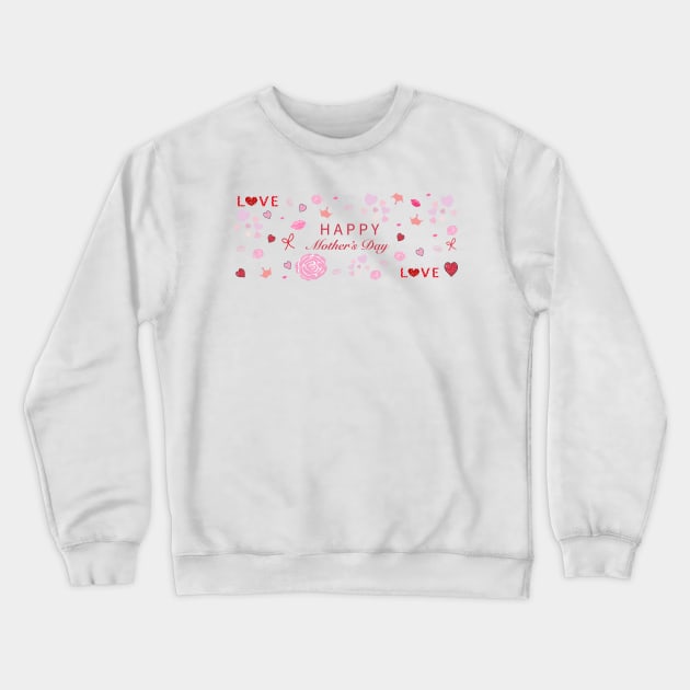 Hand drawn abstract roses, hearts, love, lips, kiss collage banner Crewneck Sweatshirt by GULSENGUNEL